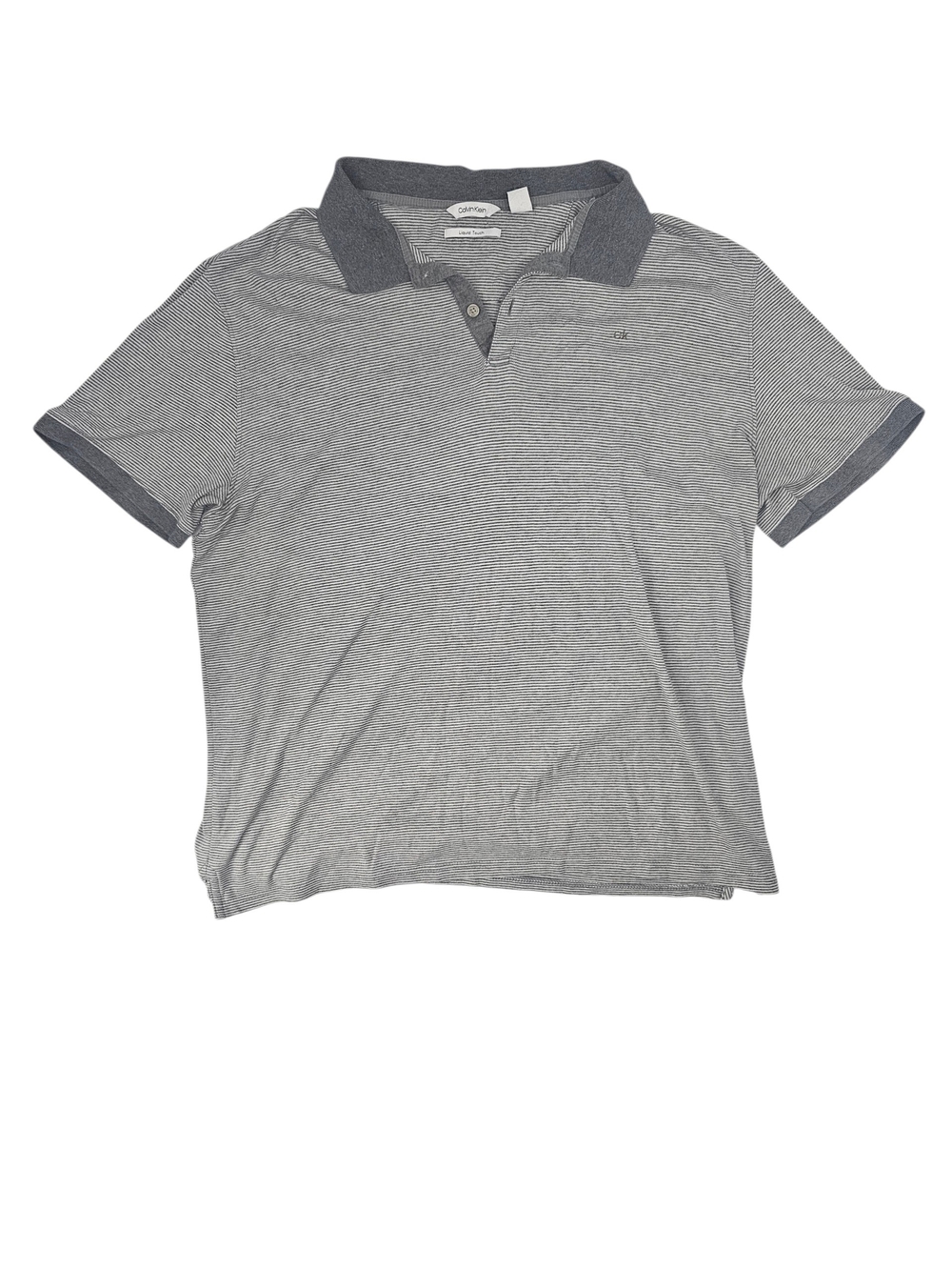 Calvin Klein Liquid Touch Polo Shirt Gray Striped Men's XL Short Sleeve Soft